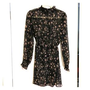 Black floral sheer dress